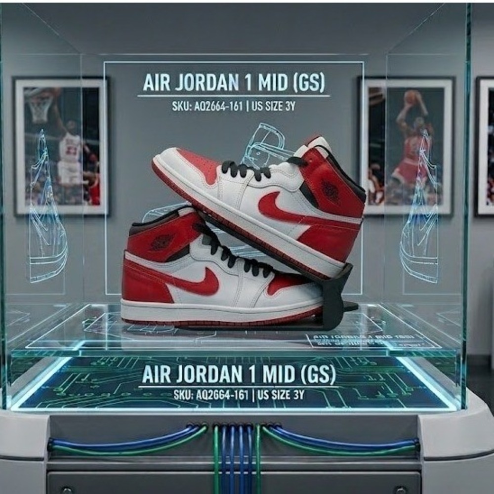 Jordan Air Jordan 1 Mid (GS) Chicago‎ White/Gym Red-Black AQ2664-161 Size 3Y